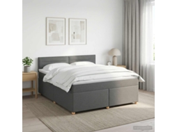 Vidaxl Cama Box Spring Com Colchão Cinzento-escuro 140 X 190 Cm Tecido
