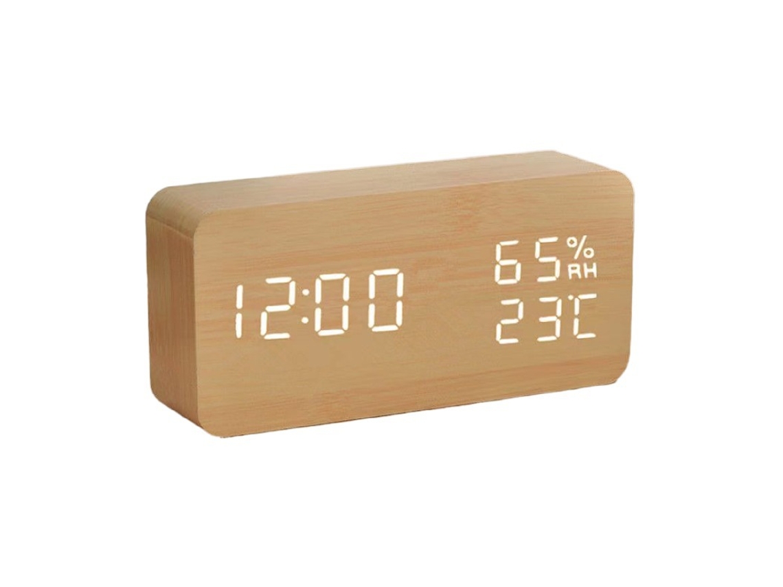 Despertador Eletrônico De Madeira, Relógio Digital Com 3 Configurações De Alarme, Hora De Alarme Digital Alimentada Por Usb SUNNY SPACES