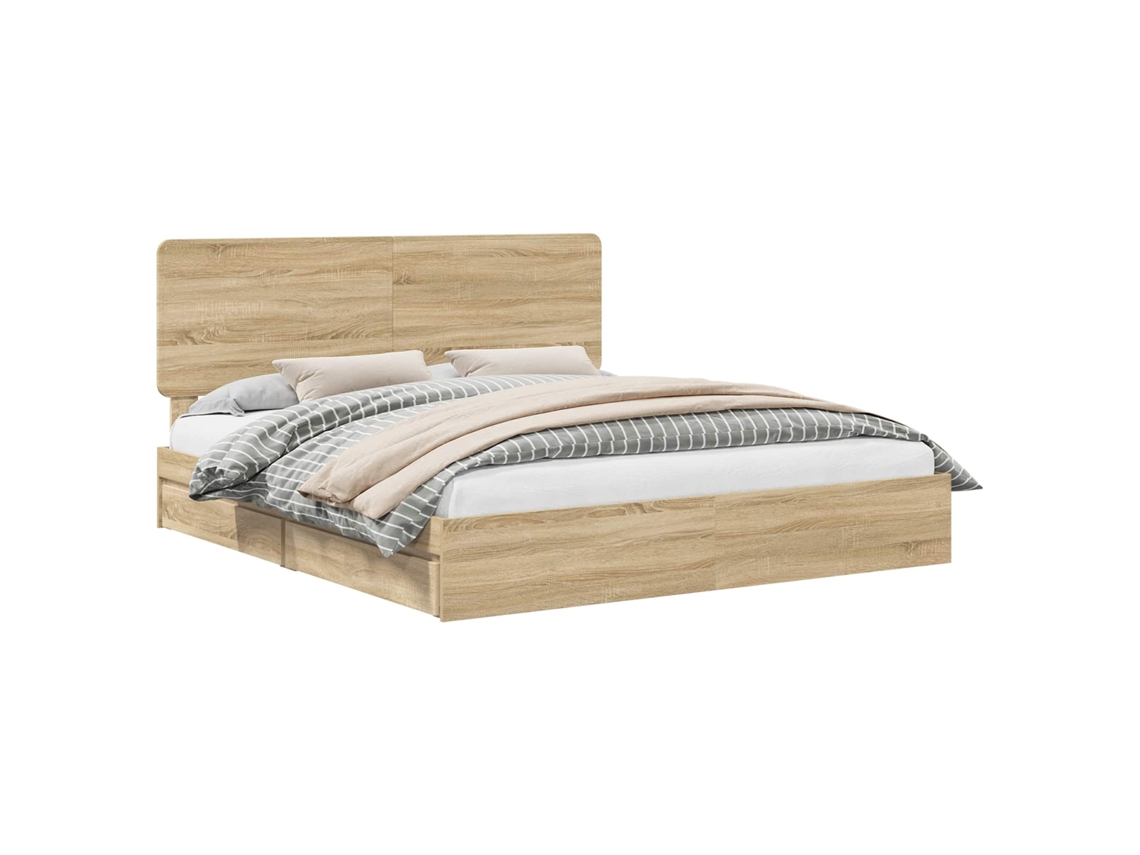 Cama com Armazenamento com Gaveta Carvalho Sonoma MAISON EXCLUSIVE 180x200 cm
