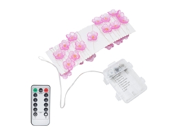 Luzes de Corda LED 30 Flores de Cerejeira Rosa Branco Quente Decoração Festa Casamento Dia dos Namorados