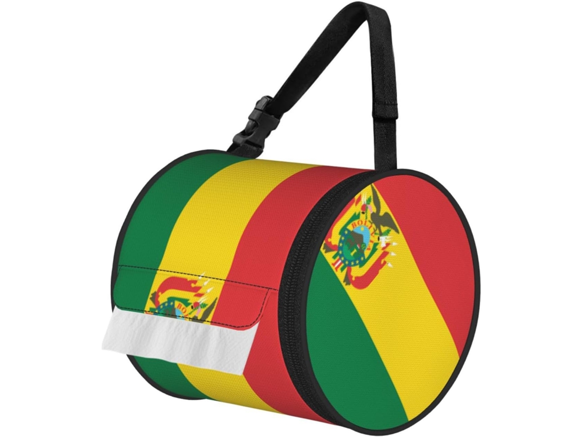 Porta Papel Higiênico Dobrável Com Estampa Da Bandeira Bolívia, Para Pendurar E Armazenar Rolos De Papel Possui Alça