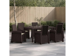 Vidaxl Conjunto De Jantar Para Jardim 7 Unid. Castanho E Creme Pp