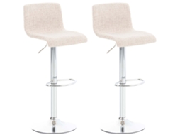 Conjunto De 2 Bancos De Bar Hover Em Tecido Creme/cromo Clp
