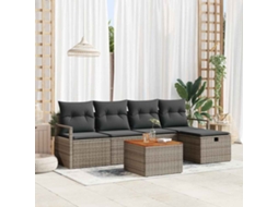 Vidaxl Conjunto De Sofá De Jardim 6 Unid. Cinzeto Vime Pe