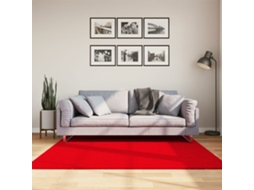 Vidaxl Tapete Pelo Curto Macio E Lavável Huarte 160x160 Cm Vermelho
