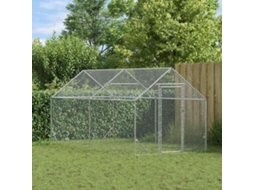 Vidaxl Gaiola Para Galinhas Prateado 400 X 170 X 177 Cm