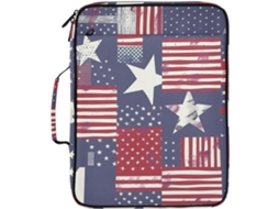 Pasta Organizadora Expansível Com Estampa De Bandeira, Azul Estrela, Com Pasta Destacável, Bolso Impermeável Com Zíper