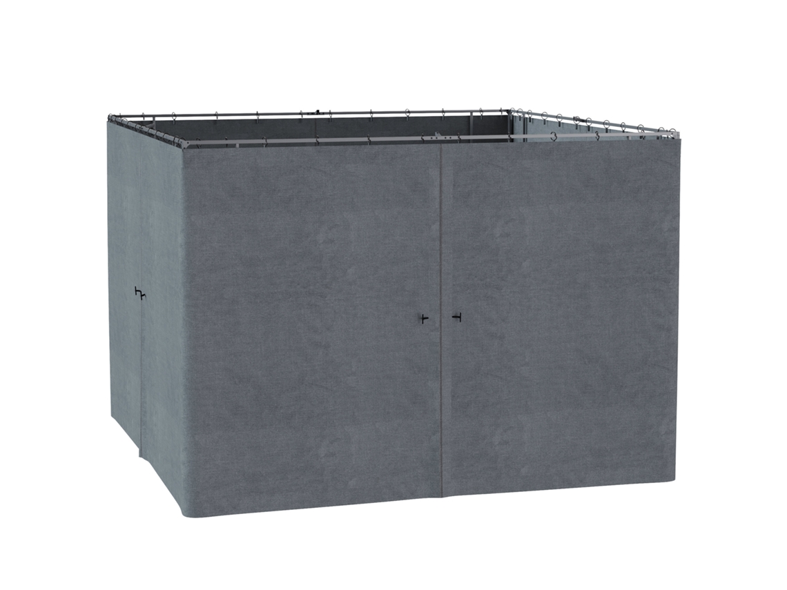Quatro Painéis Laterais para Gazebo de Madeira 300x300 cm, Proteção contra Vento e Chuva Cinza SINI TECH STORE