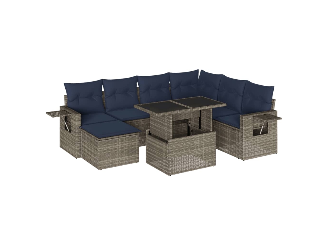 Conjunto de Sofá de Jardim, 8 Peças, Almofadas, Rattan Cinza MAISON EXCLUSIVE