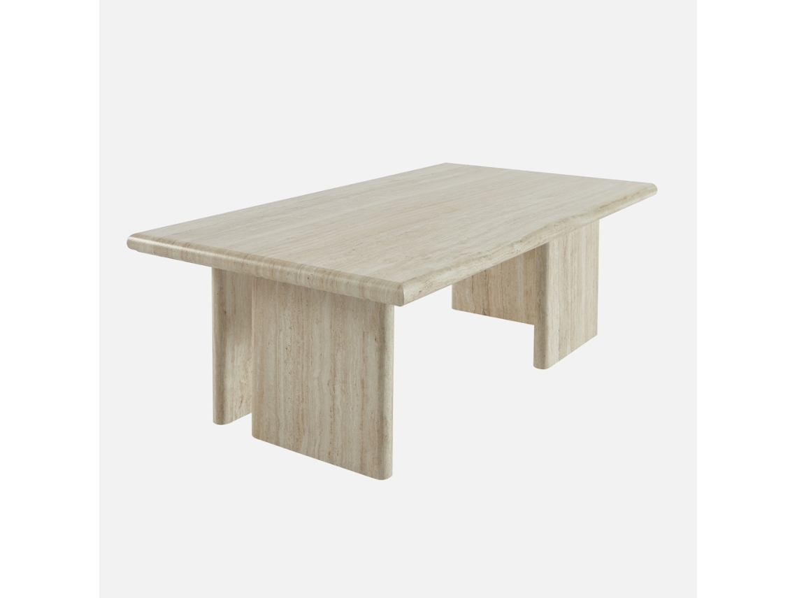 Mesa De Centro Retangular, Bege Travertino