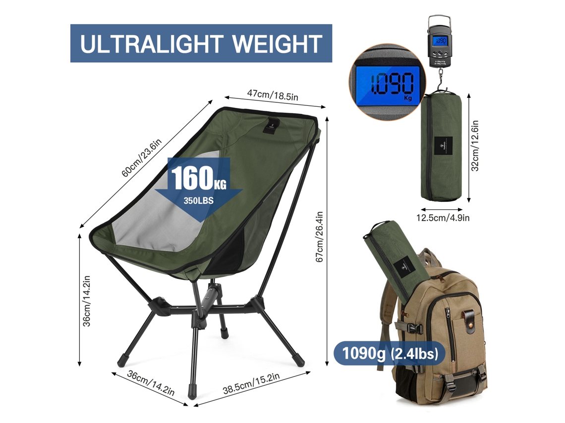 Cadeira Plegável Ultraleve para Camping e Outdoor