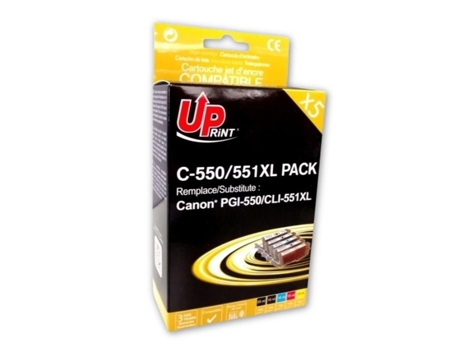 Cartucho de tinta remanufaturado Uprint C 551xl, pacote com 5 unidades, preto, amarelo, ciano, magenta para Canon Pixma