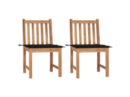 Vidaxl Cadeiras De Jardim C/ Almofadões 2 Pcs Teca Maciça