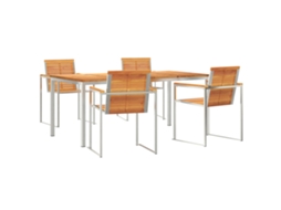 Conjunto 5 Conjunto De Jantar Para Exterior Vidaxl Castanho Madeira De Acácia Maciça (180 X 90 X 75 Cm)