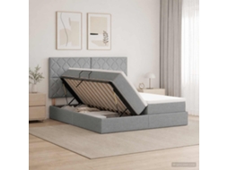 Vidaxl Cama De Armazenamento Led Com Colchão Cinzento-claro