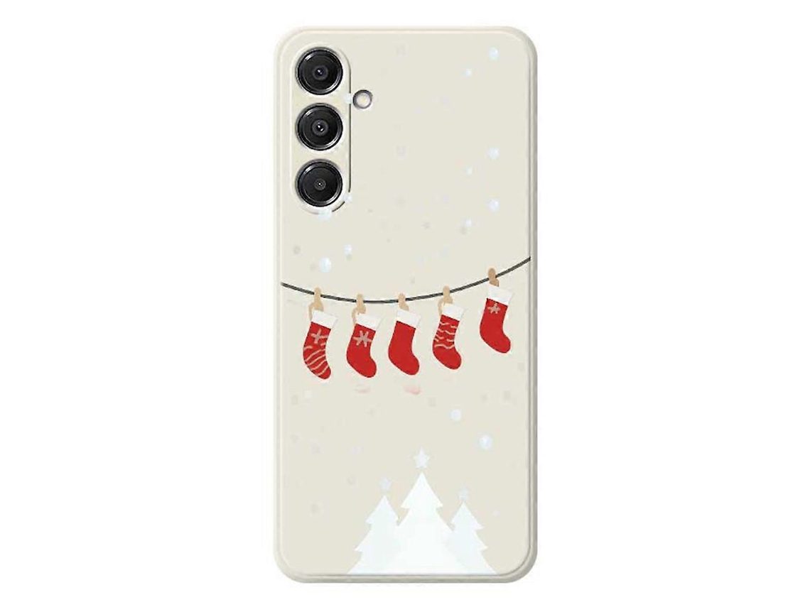 Capa Traseira De Tpu Com Estampa De Meias De Natal E Bordas Retas Para Samsung Galaxy A16 5g 4g, Bege