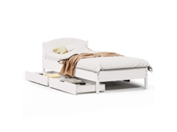 Cama Sem Colchão 75x190 cm Madeira de Pinho Maciça Branco MAISON EXCLUSIVE