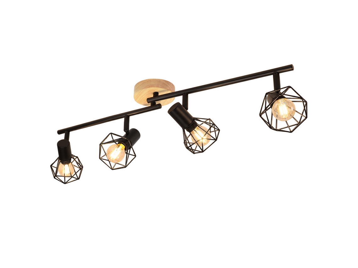 Luminária De Teto Led Com 4 Lâmpadas, Cor Preta.