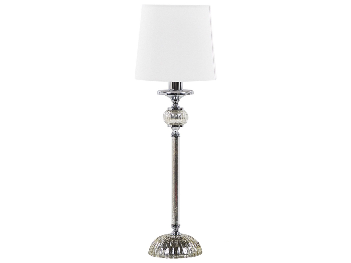 Candeeiro De Mesa Beliani Kubena De Vidro, Ferro Branco 18x18x56