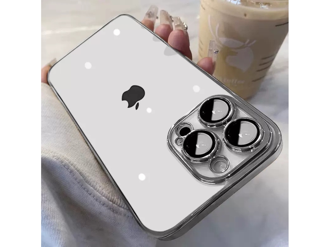 Capa Rígida Eletrodepositada Ultrafina E Transparente Para Iphone 17 Pro Com Película Protetora Para Lente.