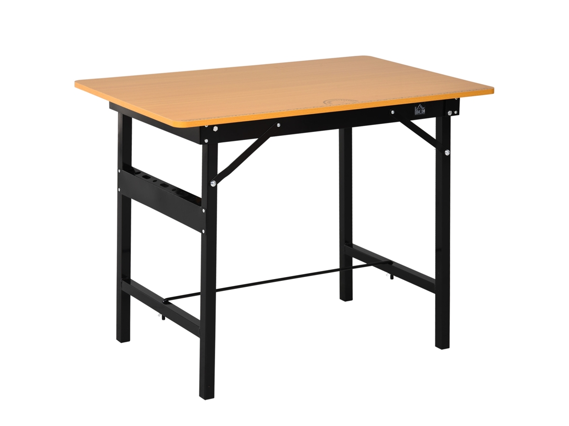 Bancada de Trabalho Dobrável BTFORUS em MDF 100x60x75,5cm, mesa de Ateliê Amarelo e Preto com Régua e Transferidor