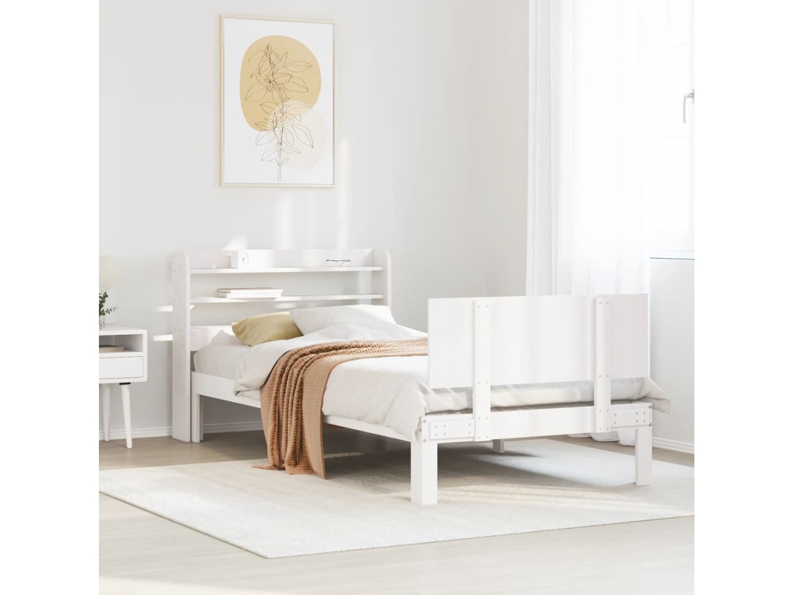 Vidaxl Estrutura De Cama C/ Cabeceira Sem Colchão 100x200 Cm Branco