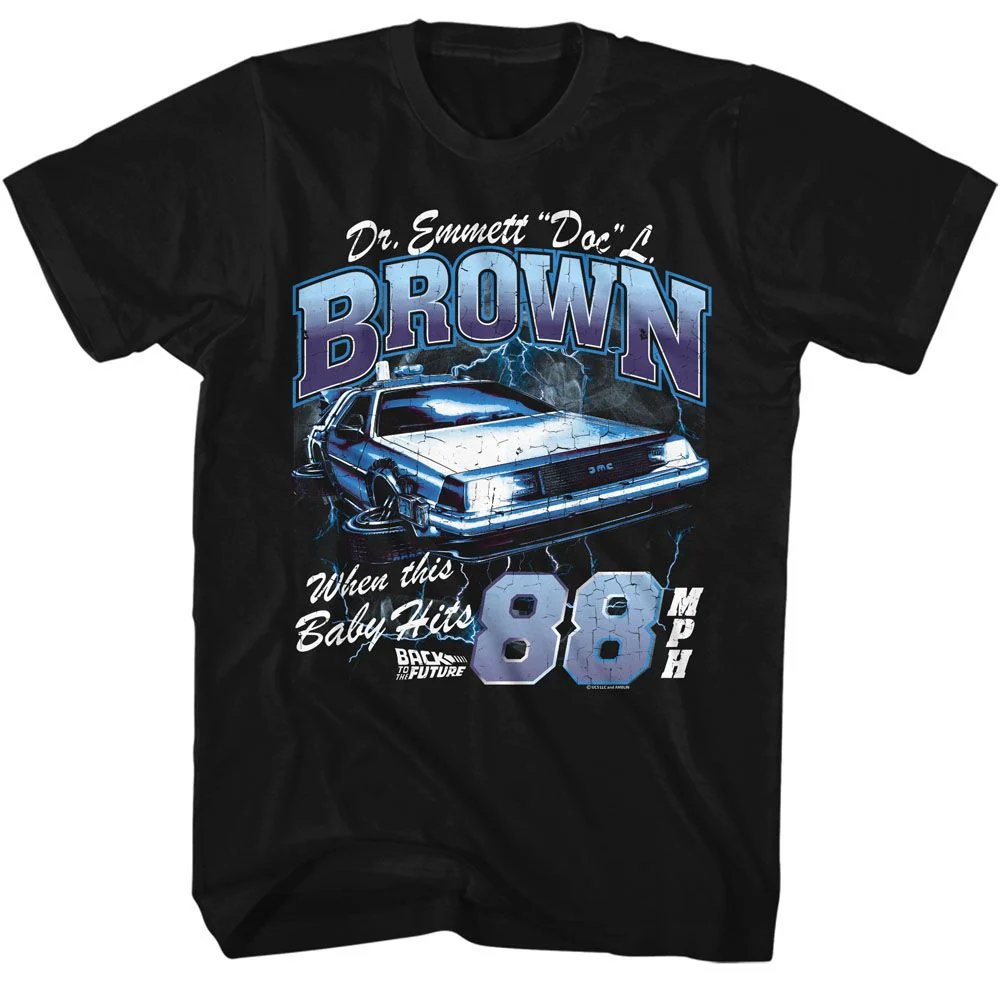 Rockinstone Back To The Future Movie Doc Brown Lightning Black Adult T-shirt Size:xxxl