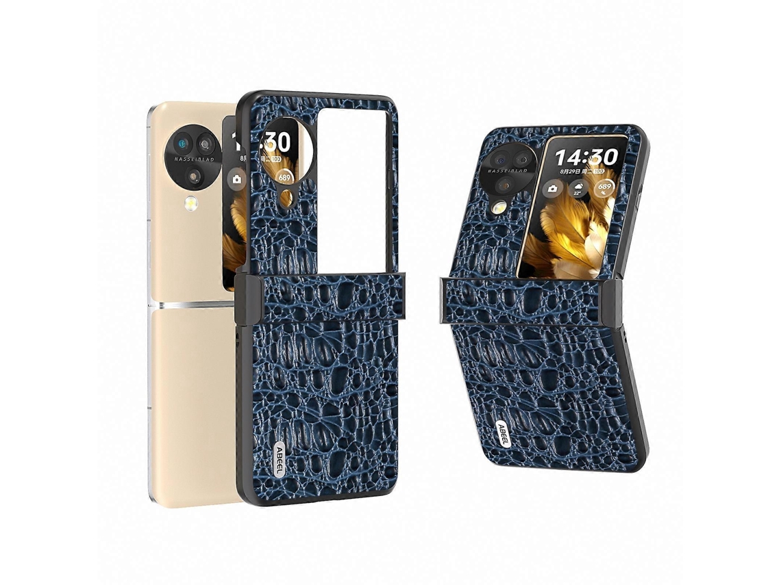 Capa De Celular Abeel Hinge De Couro Com Borda Preta Para Oppo Find N3 Flip