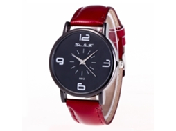Relógio de Quartzo com Pulseira de Couro Estilo Simples e Fashion Gota de Cristal Marrom