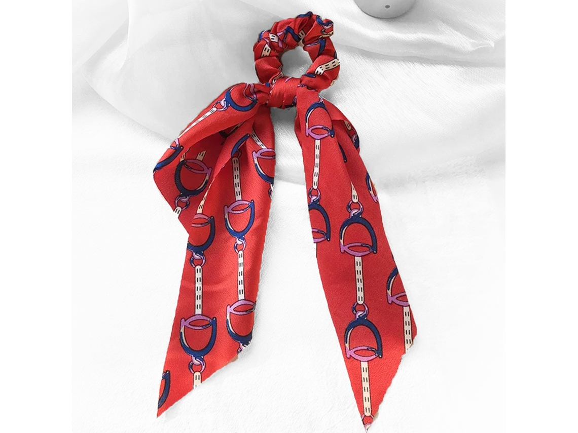 Shuchu Laço Longo Para Cabelo De Cetim Impresso Barroco Sublime Vermelho