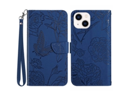 Capa Pega Para Iphone 15 Plus Pele Sintética Anti-riscos Azul