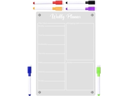 Calendário magnético de acrílico para escrever e apagar, ideal para geladeira, quadro branco portátil e cozinha.