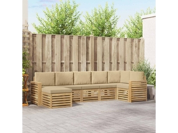 Vidaxl Conjunto De Sofás Para Exterior 7 Unid. Branco E Bege