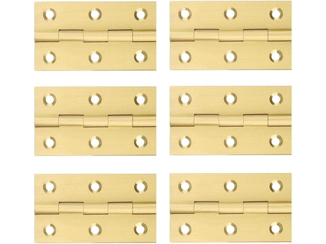 Dobradiça Oculta Para Porta De Armário, 6 Peças, Latão Dourado, Rolamentos Silenciosos, Para Portas De Armários Cozinha