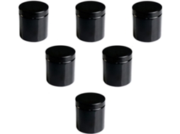 Popettop Com 6 Potes De Plástico Pet Preto Para Creme Cosmético, 500ml, Com Abertura Larga, 92 X 92 X