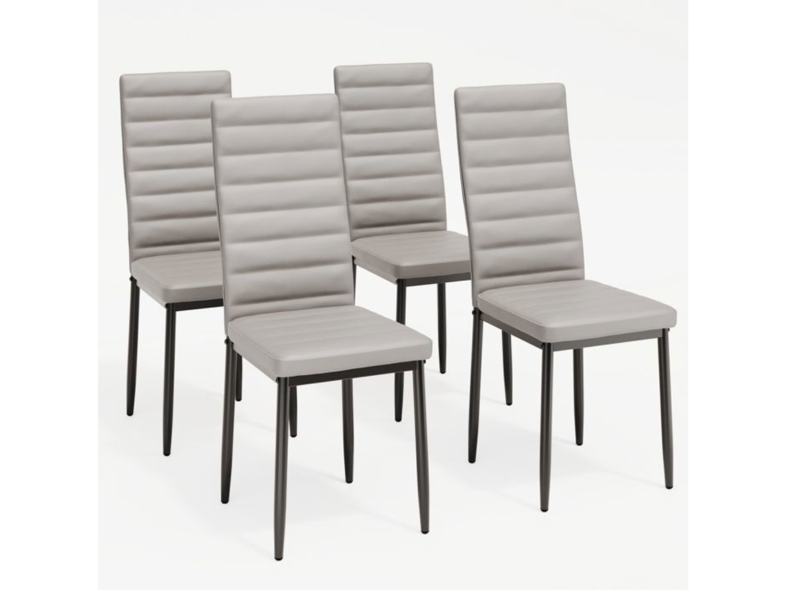 Cadeiras de sala de jantar escandinavas - PU cinzento - Conjunto de 4