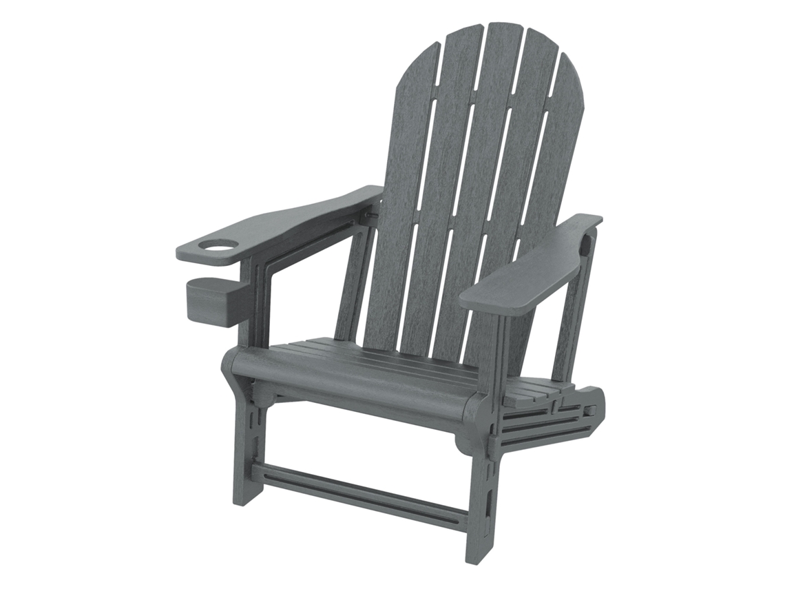 Cadeira Adirondack Ml-design Com Porta-copos, Cinza, Em Plástico Com Aspeto De Madeira