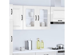 Vidaxl Armário Parede De Cozinha Porta Vidro Kalmar Branco Alto Brilho