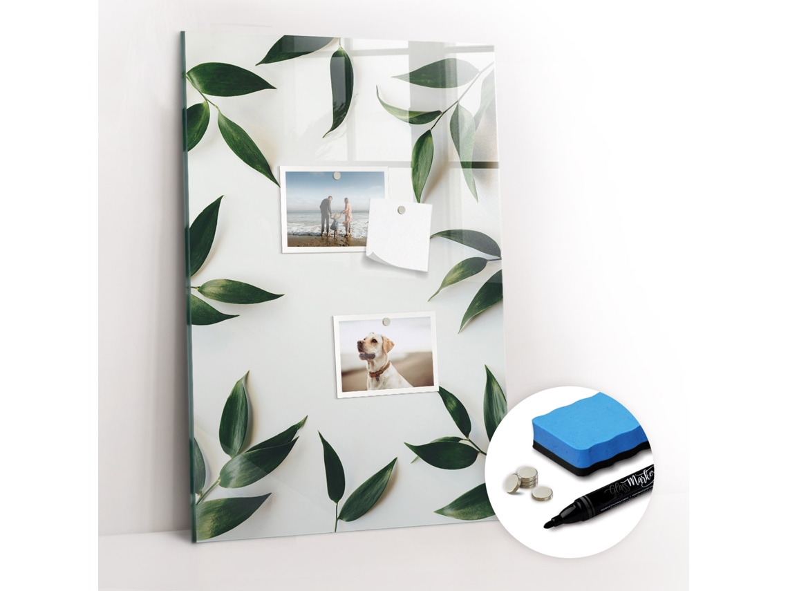 Quadro Magnético Decorativo Moldura De Folhas Verdes Para A Sala De Estar Espelharte (40x60 Cm)