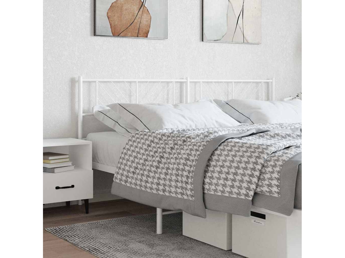 Vidaxl Cabeceira De Substituição 200 Cm Metal Branco