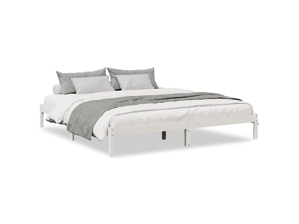 Conjunto 1 Estrutura De Cama Vidaxl Branco Madeira De Pinho Maciça (215.5 X 205.5 X 31 Cm)