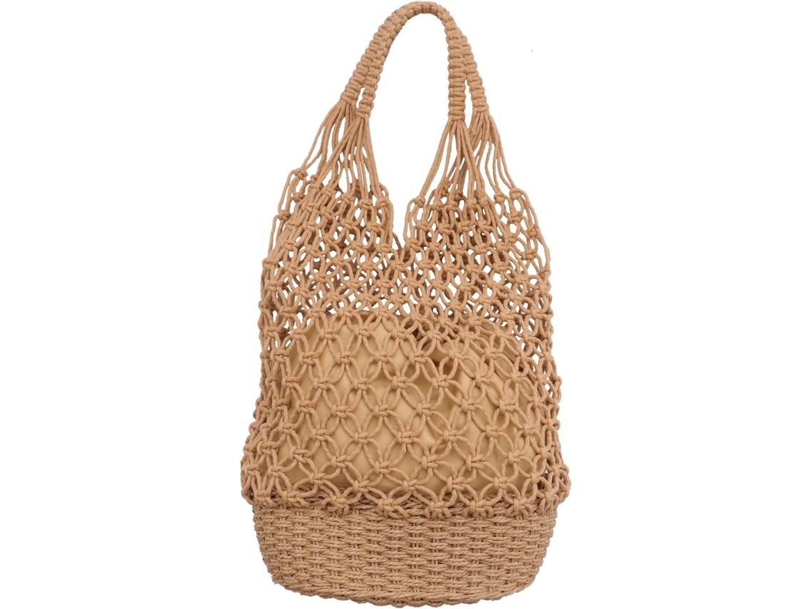 Bolsa Feminina Vintage De Palha Transparente Em Formato De Rede De Pesca Trançada.