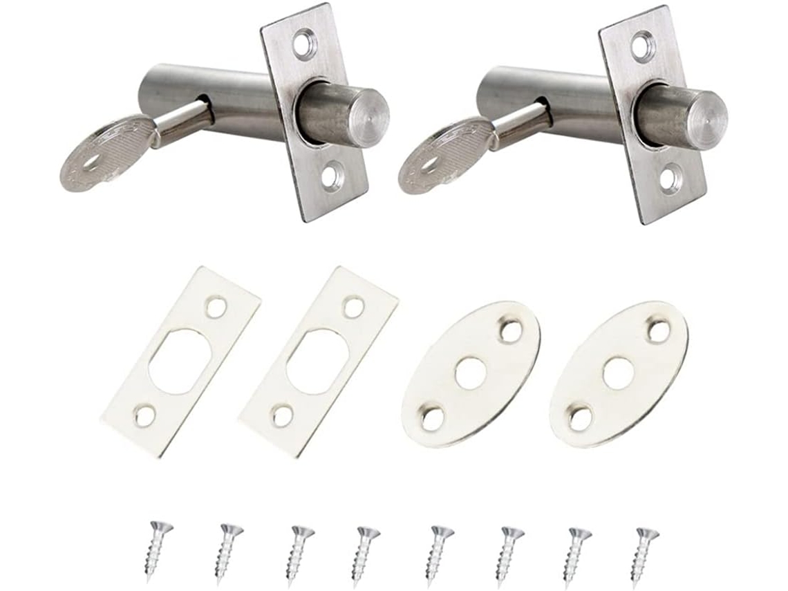 Fechadura De Segurança Para Porta, 2 Peças, Aço Inoxidável, Trinco, Botão Giratório, Trava Antifurto
