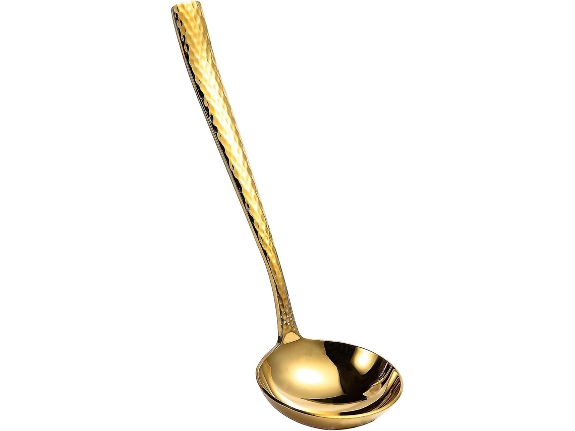 Colher De Servir Pequena De 7,67 Polegadas, Martelada, Em Aço Inoxidável 18/10, Concha Para Sopa, Concha Para Molho (dourada)