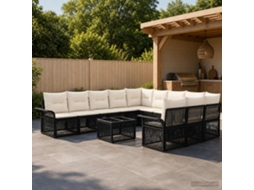 Vidaxl Conjunto De Sofá De Jardim 12 Unid. Preto Vime Pe