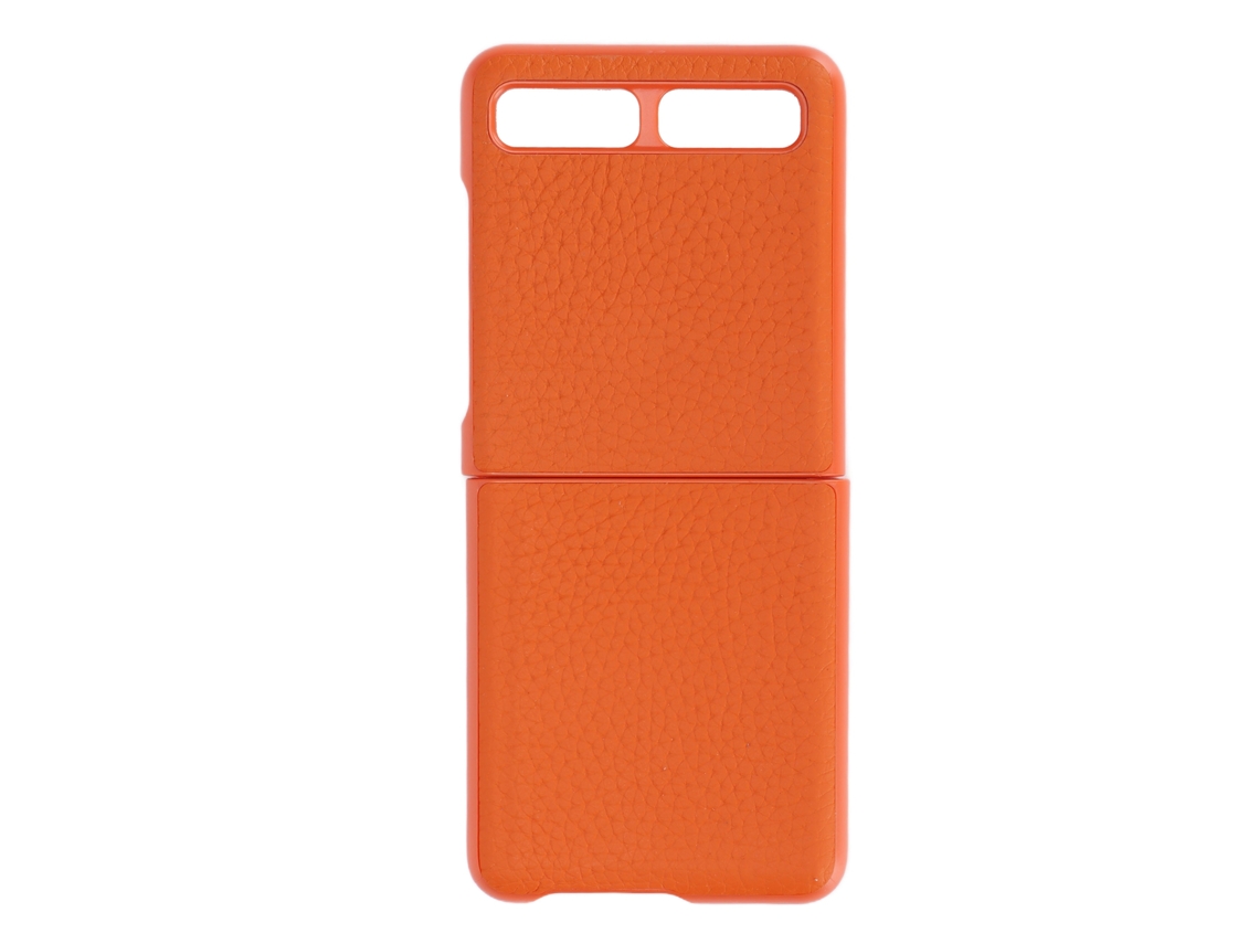 Mali capa de Couro Protectora para Samsung Galaxy Z Flip Anti risco Caso Laranja Tipo 1