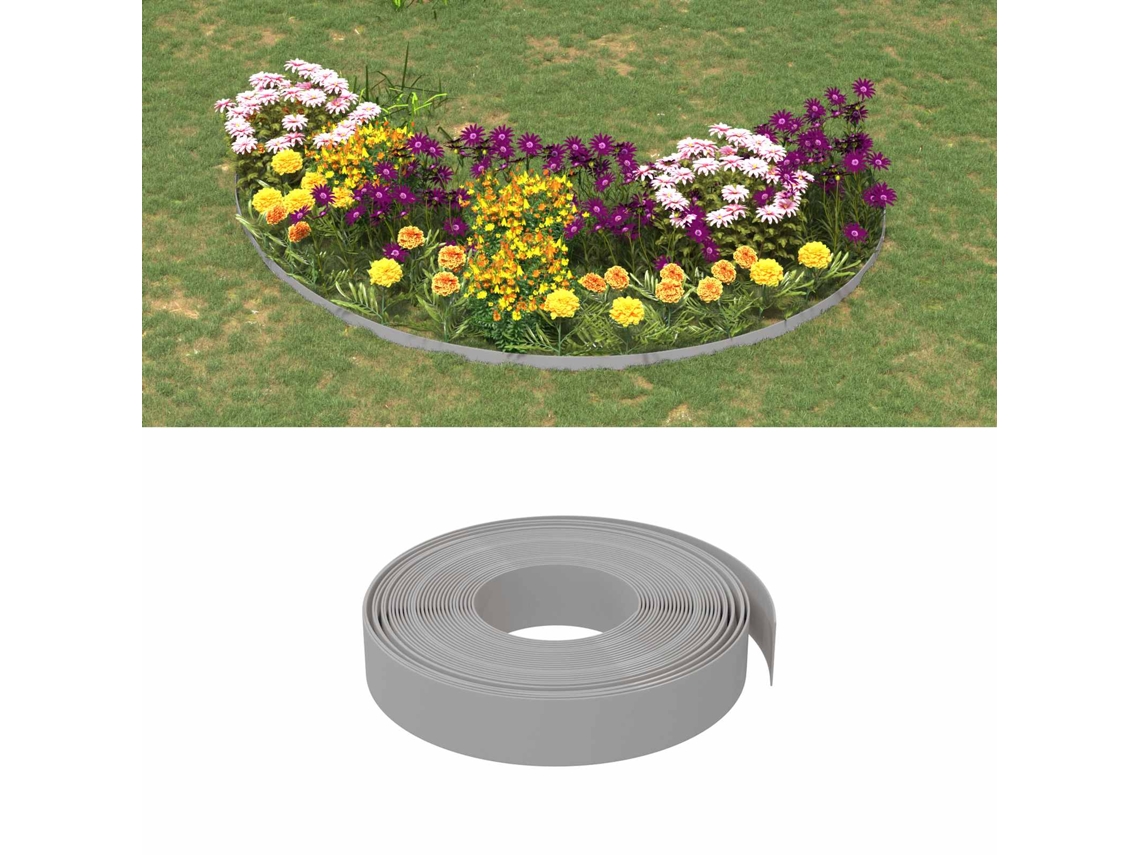 Vidaxl Bordas De Jardim 25 M 10 Cm Pe Cinzento