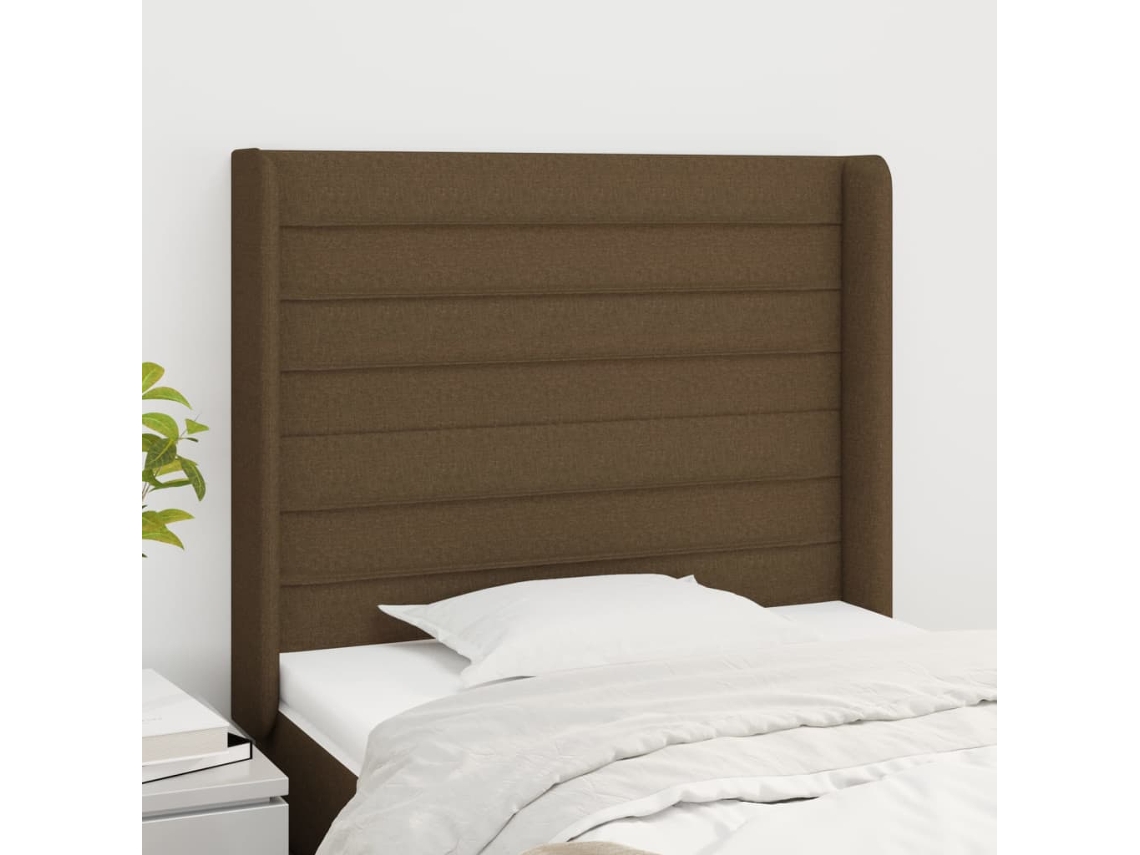 Cabecero con Alas de Tela 103x16x118/128 Cm Marrón Oscuro