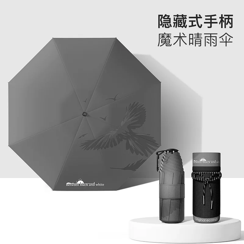 (cinza 8k) Mini Guarda-chuva Masculino Com Proteção Solar, Upf50+