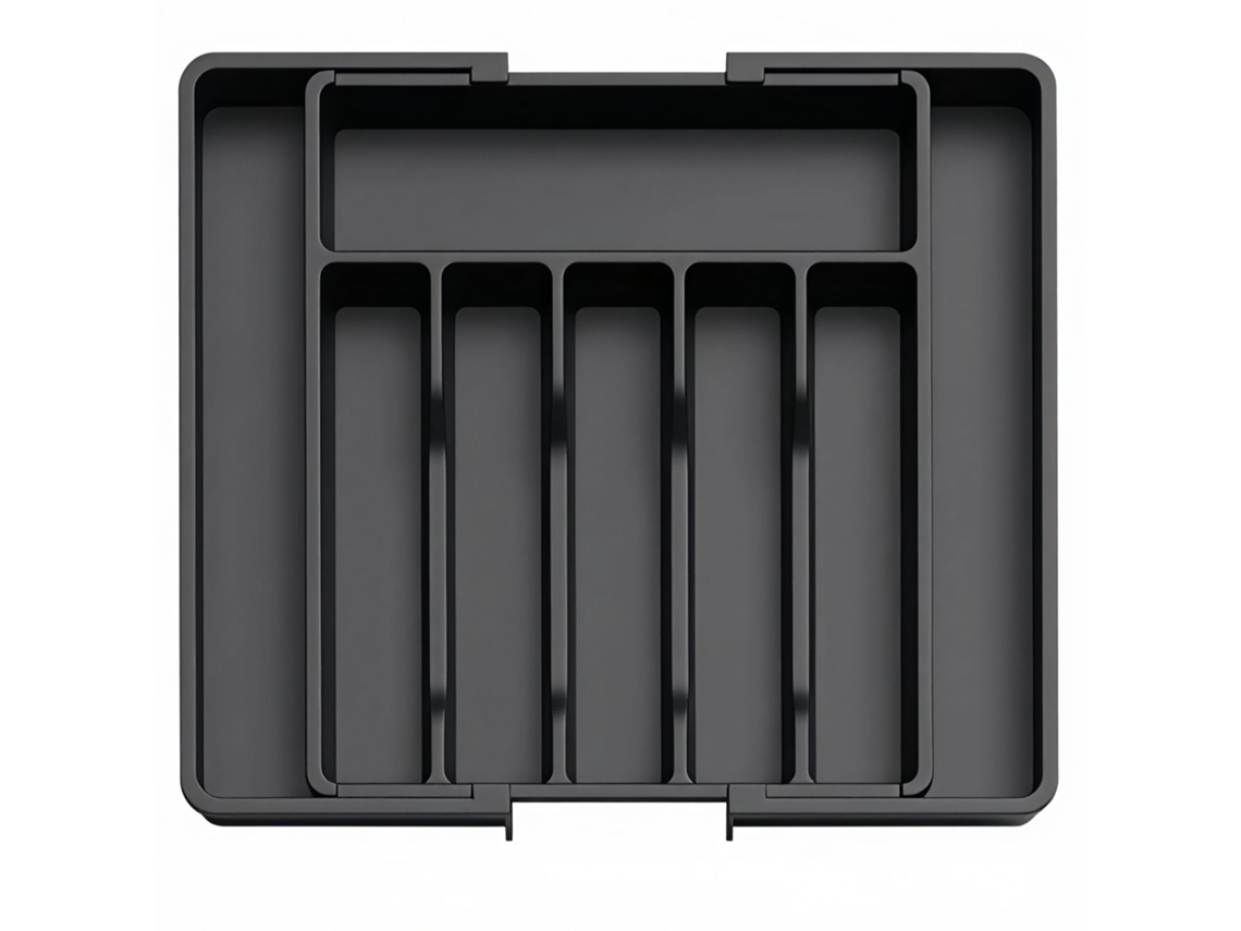 Organizador De Talheres Para Gaveta – Bandeja De Talheres – 33 X 38 X 2 Cm – Plástico – Preto